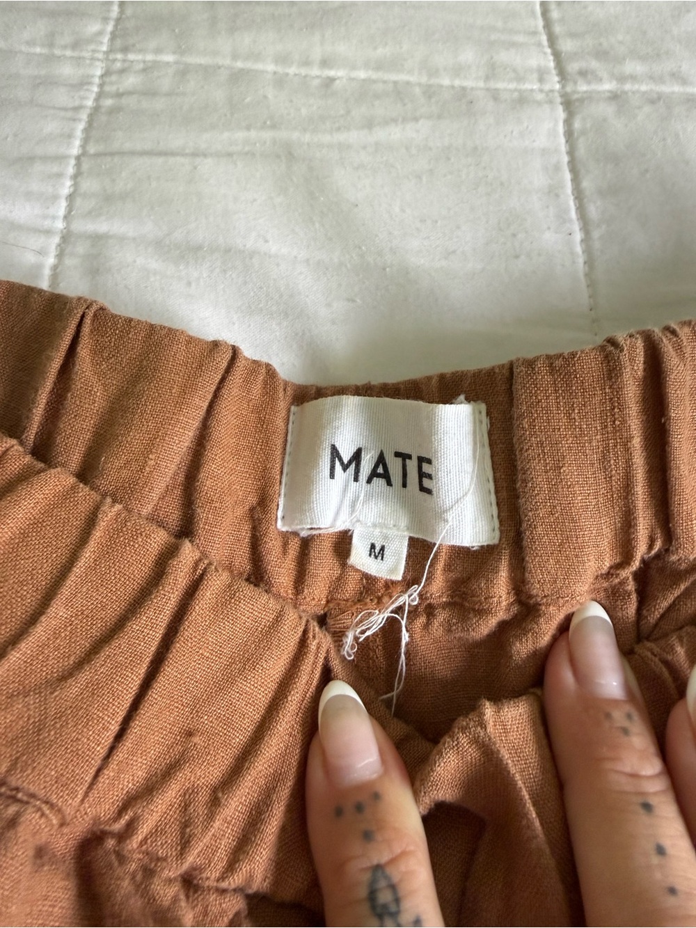 MATE THE LABEL Wide-Leg Linen Blend  Pants in Rust - Picture 2 of 2